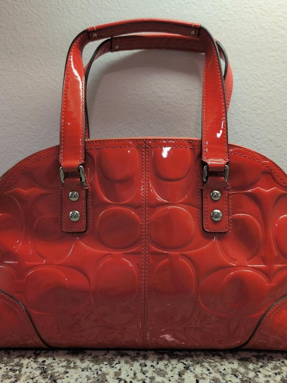 Coach Red Patent Leather Satchel Handbag Purse
